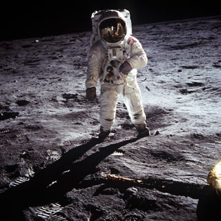 Buzz Aldrin on the Moon.