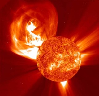 Coronal mass ejection - a blast of radiation from the Sun.