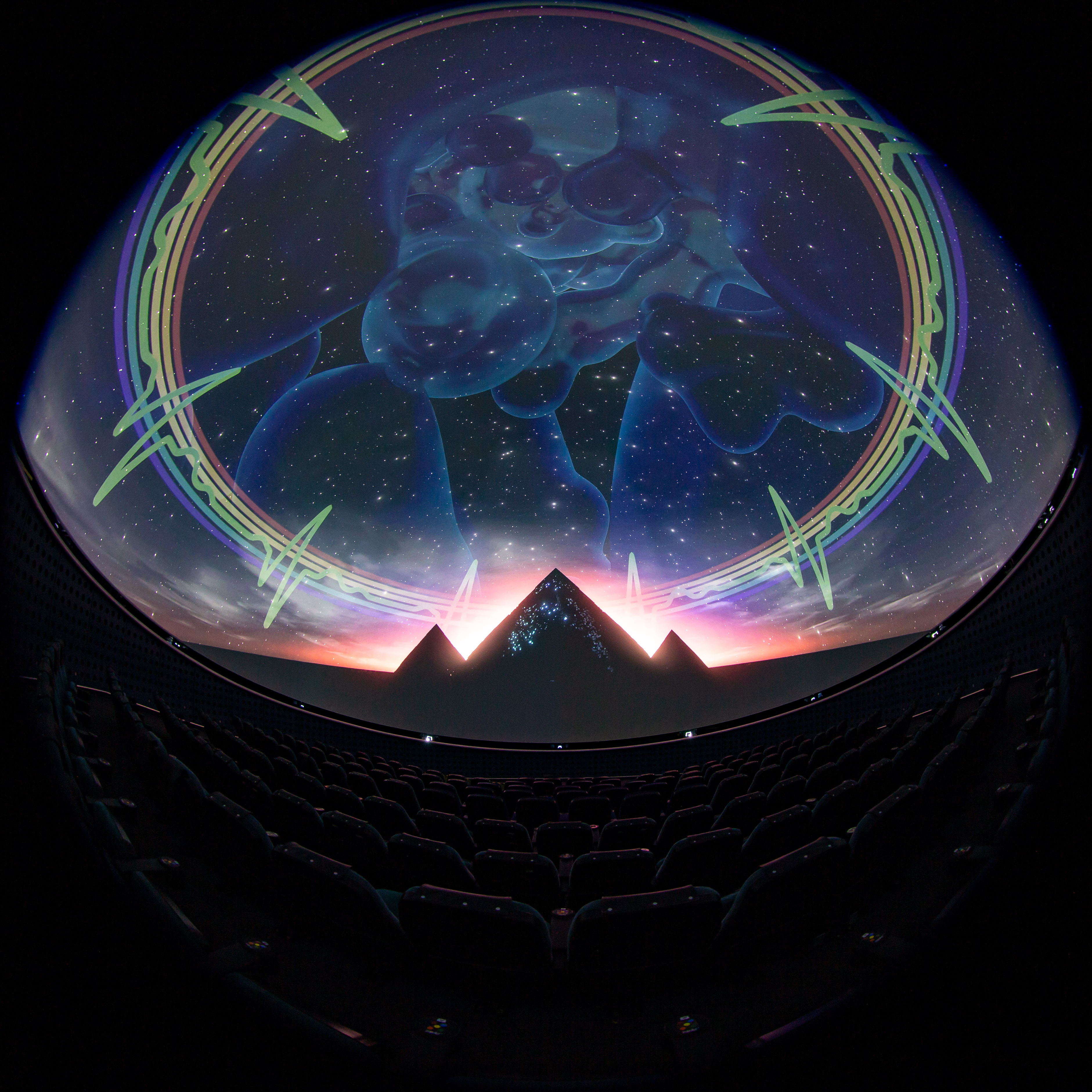 Pyramids in the Dark Side of the Moon show in the planetarium