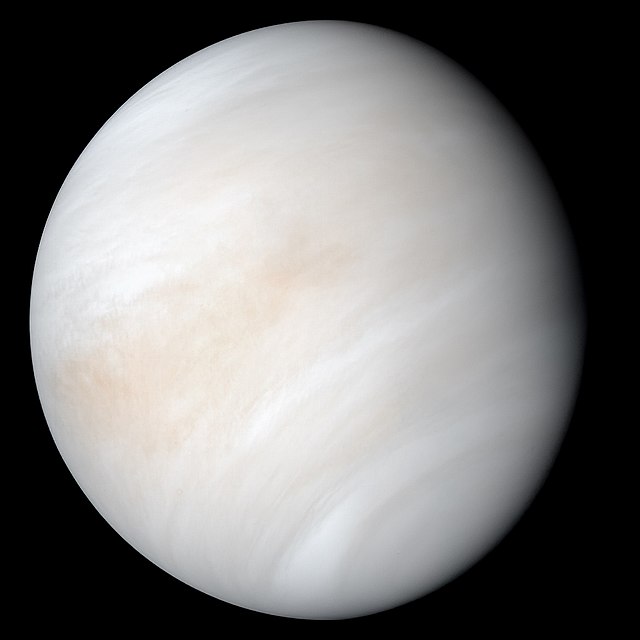 Venus photographed by Mariner 10 as it performed a flyby on its way to Mercury.
