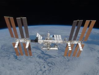 The International Space Station above the Earth