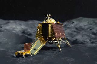 The Chandrayaan-3 lander deploying the rover.