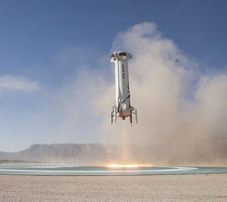 New Shepard booster landing after suborbital spaceflight