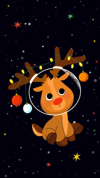Small Space Christmas Reindeer Illustration