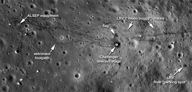 Apollo 17 landing area with labels.
