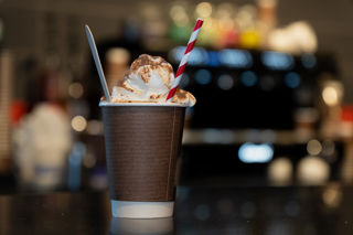 Hot Chocolate with Whipped Cream and Straw
