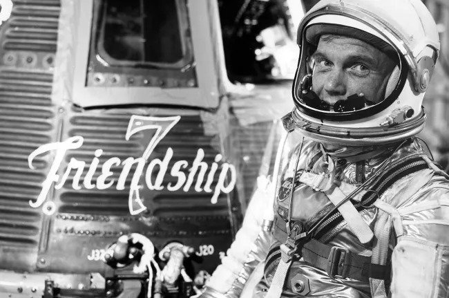 John Glenn and the Mercury "Friendship 7" spacecraft on 20th Feb 1962