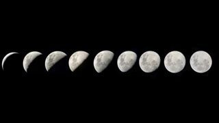Phases of the moon photographed over the course of April 2021. Equipment: Celestron AstroMaster LT 76AZ, iPhone.