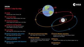 Infographic showing the path of Artemis I. 