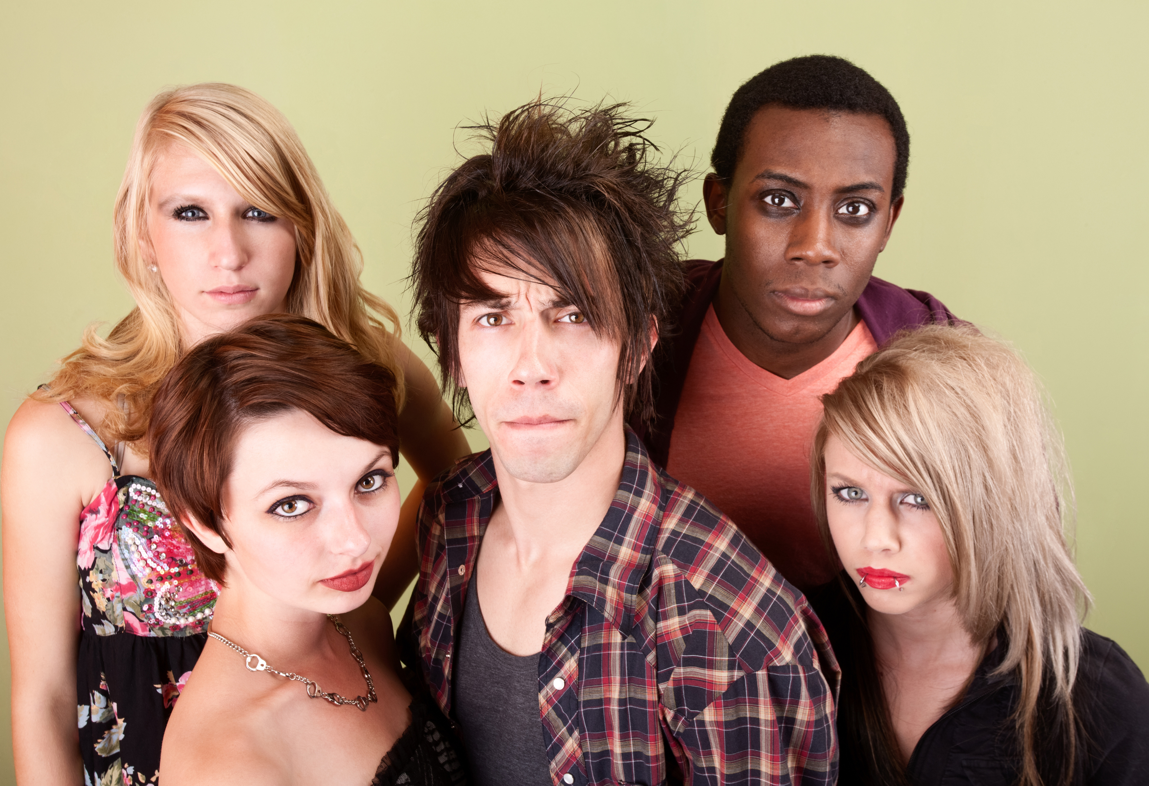 Group of young people in an Emo style
