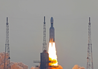 An LVM3 rocket launch