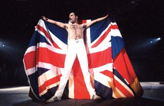 Freddie Mercury with a Union flag