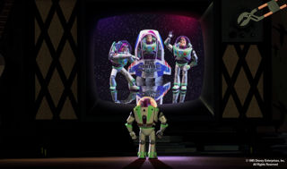 Buzz Lightyear watching his TV advert in Toy Story