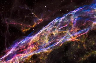 NASA's Hubble Space Telescope has unveiled in detail a section of the Veil Nebula.