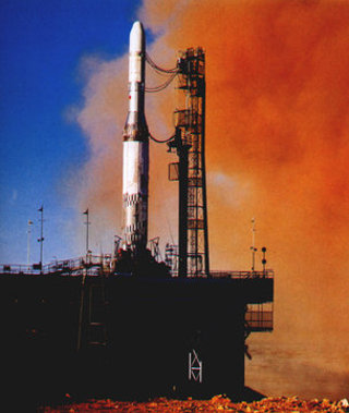 Europa launcher test using the UK's Blue Streak first stage in Woomera, Australia, 1966.
