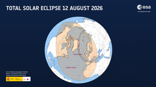 ESA's infographic showing the path of the total solar eclipse in 2026