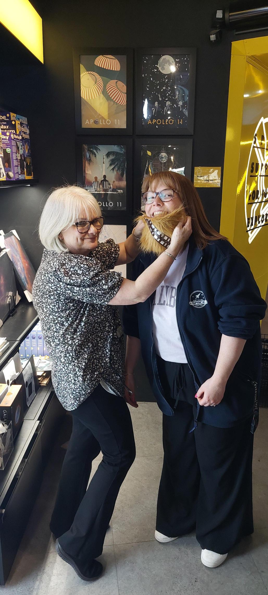 Katie and Lisa with a Beard