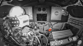 Snoopy in an orange Artemis flight suit as a gravity indicator onboard Artemis I. 20th November 2022.