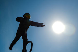 Pioneer Statue on a sunny day