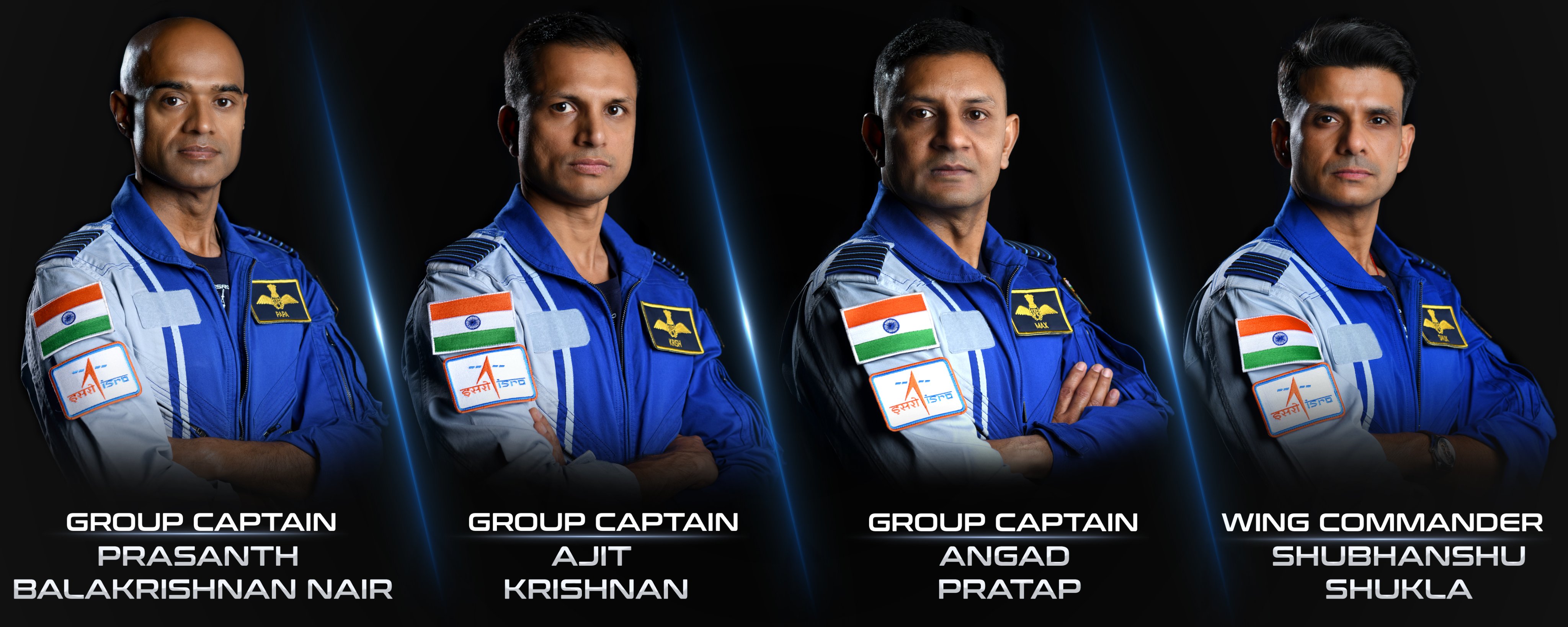 The four astronauts selected as potential crew for the Gaganyaan mission